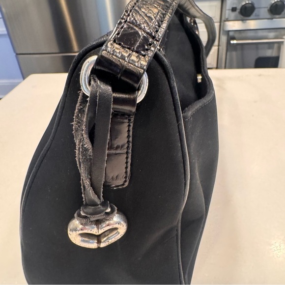 Brighton black purse shoulder bag nylon & croc embossed Leather silver detail - Picture 12 of 14